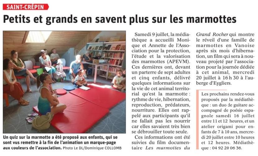 Article dauphine libere du 11 juillet 22