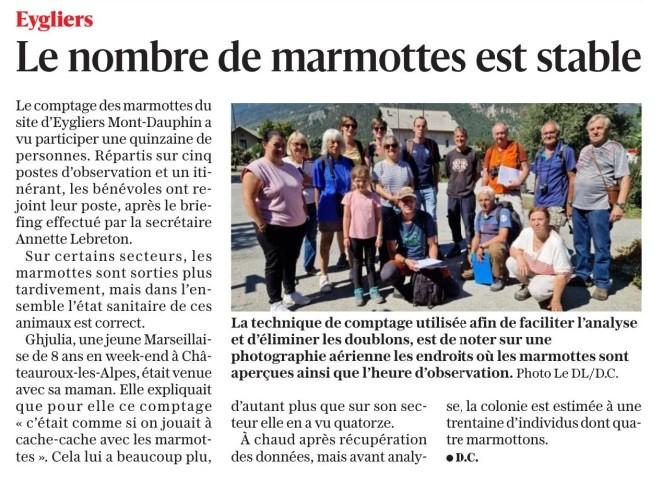 Article dauphine libere du 12 septembre 23