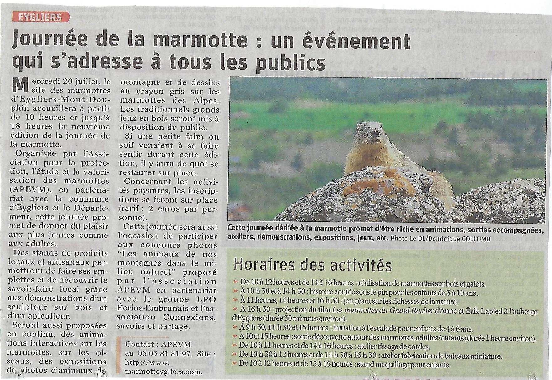 Article dauphine libere du 18 juillet 22