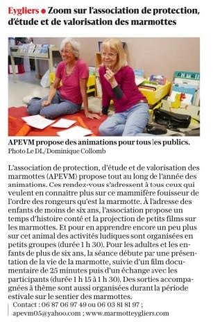 Article dauphine libere du 1er juin 23