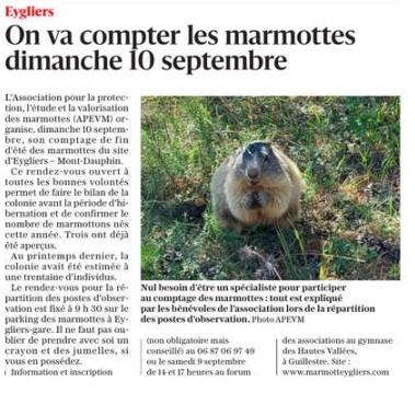 Article dauphine libere du 1er septembre 23