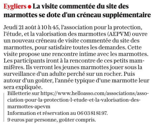 Article dauphine libere du 20 aout 25