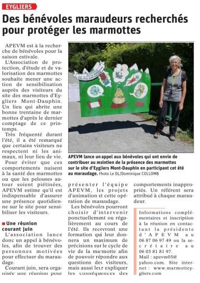 Article dauphine libere du 22 avril 23