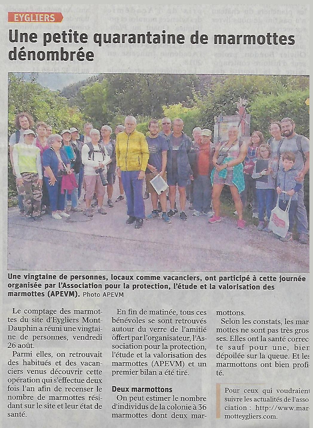 Article dauphine libere du 28 aout 22