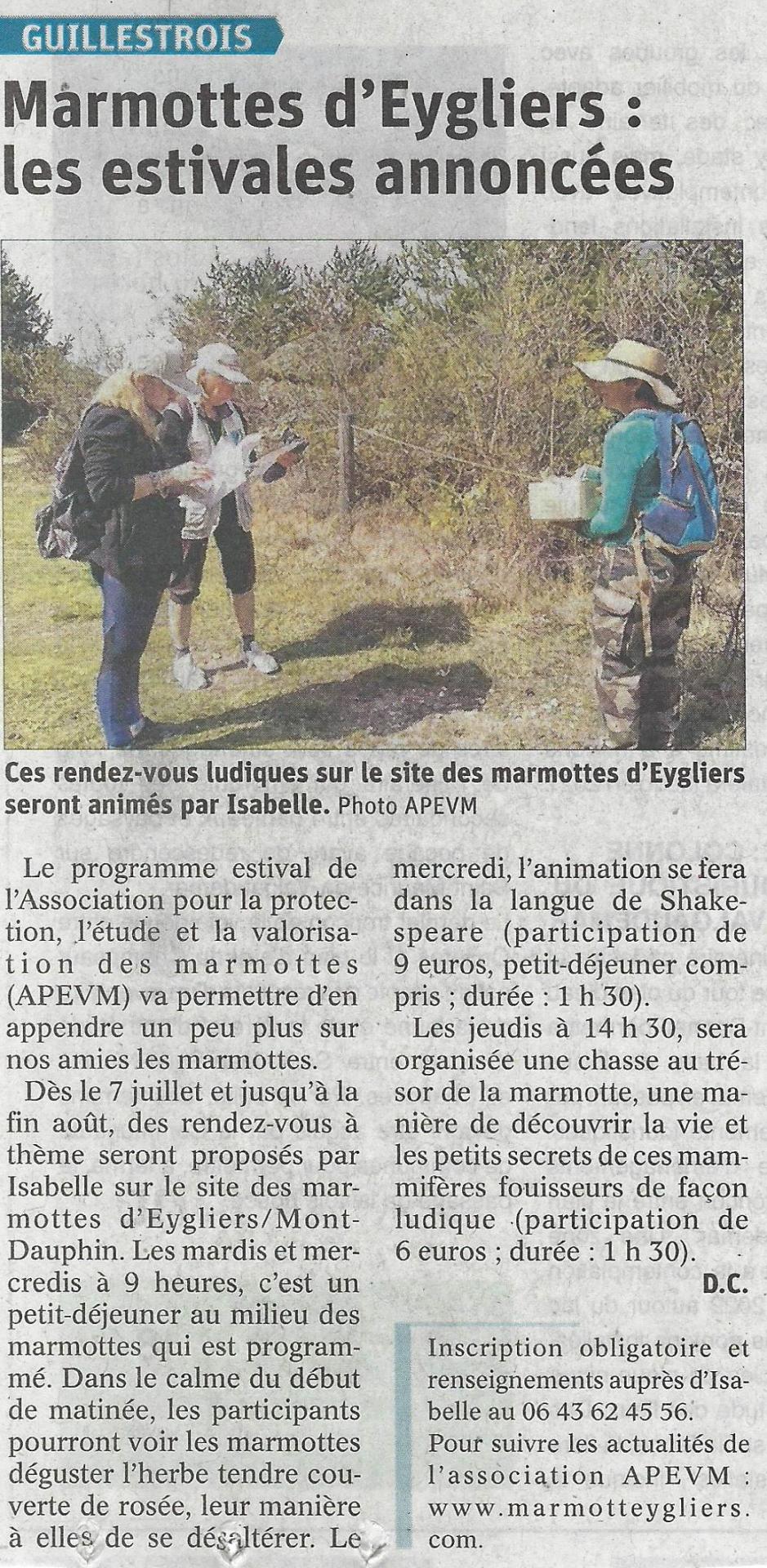 Article dauphine libere du 30 juin 22