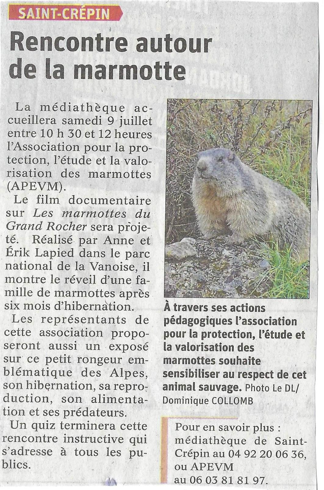 Article dauphine libere du 4 juillet 22